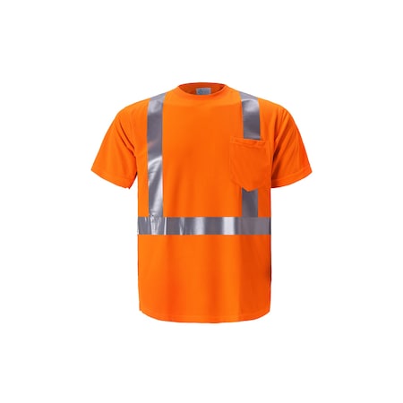 High Viz Short Sleeve Birdseye T Shirt, Large, Orange, Class 2